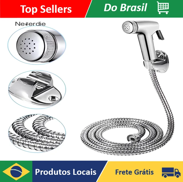Ducha Higiênica Cromada 100% Completa Luxo Metal Inox - Neverdie Store