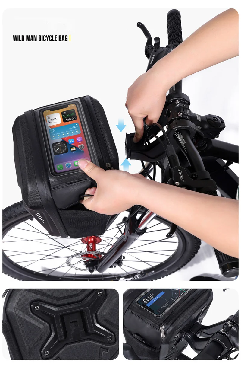 WILD MAN GS9 4,7-6,7 Zoll Bildschirm Handy Lenkertasche Touchscreen 3L MTB Rennrad Umhängetasche Fronttasche Grifftasche Bic – Detail 7