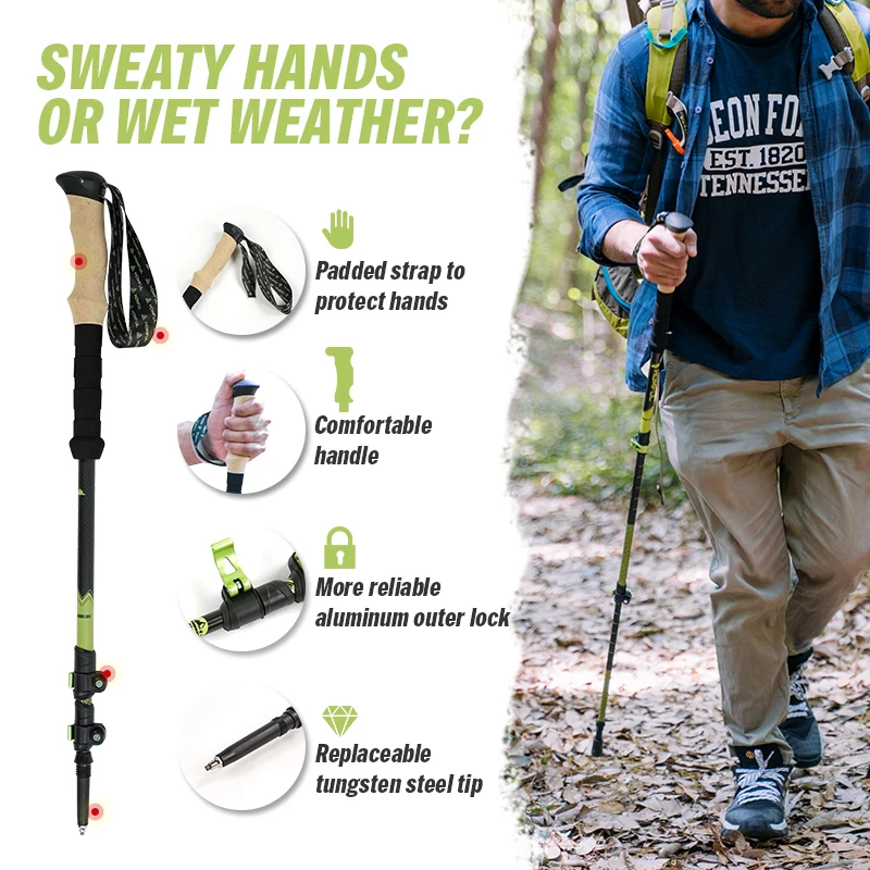 Adjustable No-Skid Nordic Walking Sticks Ideal for Snow Walking 