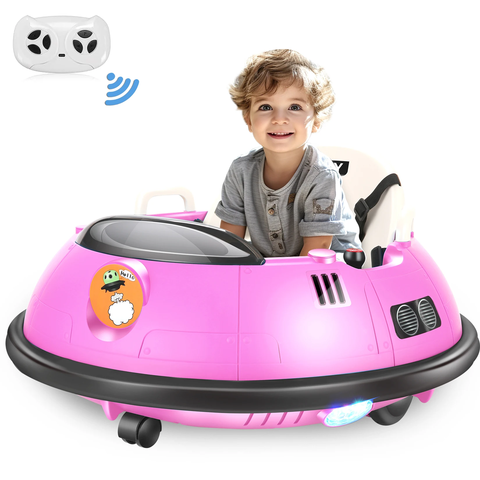 12V Bumper Car Ride on Kids Electric Baby Bumper Car for Toddlers Toys for Girls Boys 5-Point Seat Belt 3-Speeds