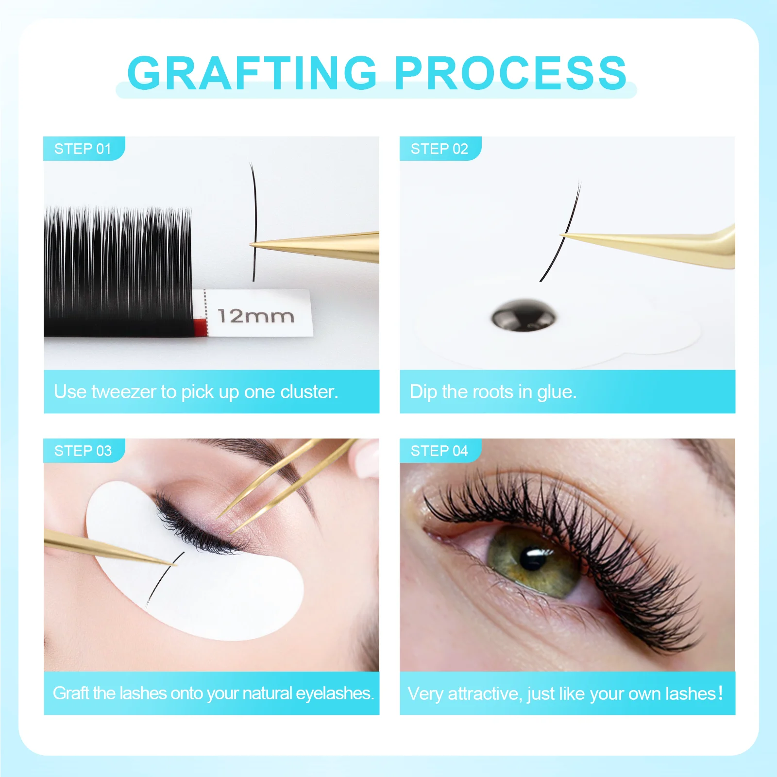NAGARAKU Premium Matte Ellipse Eyelashes Split Tips Ellipse Shape Natural Light Faux Ellipse Eyelashes Dark Black Lashes