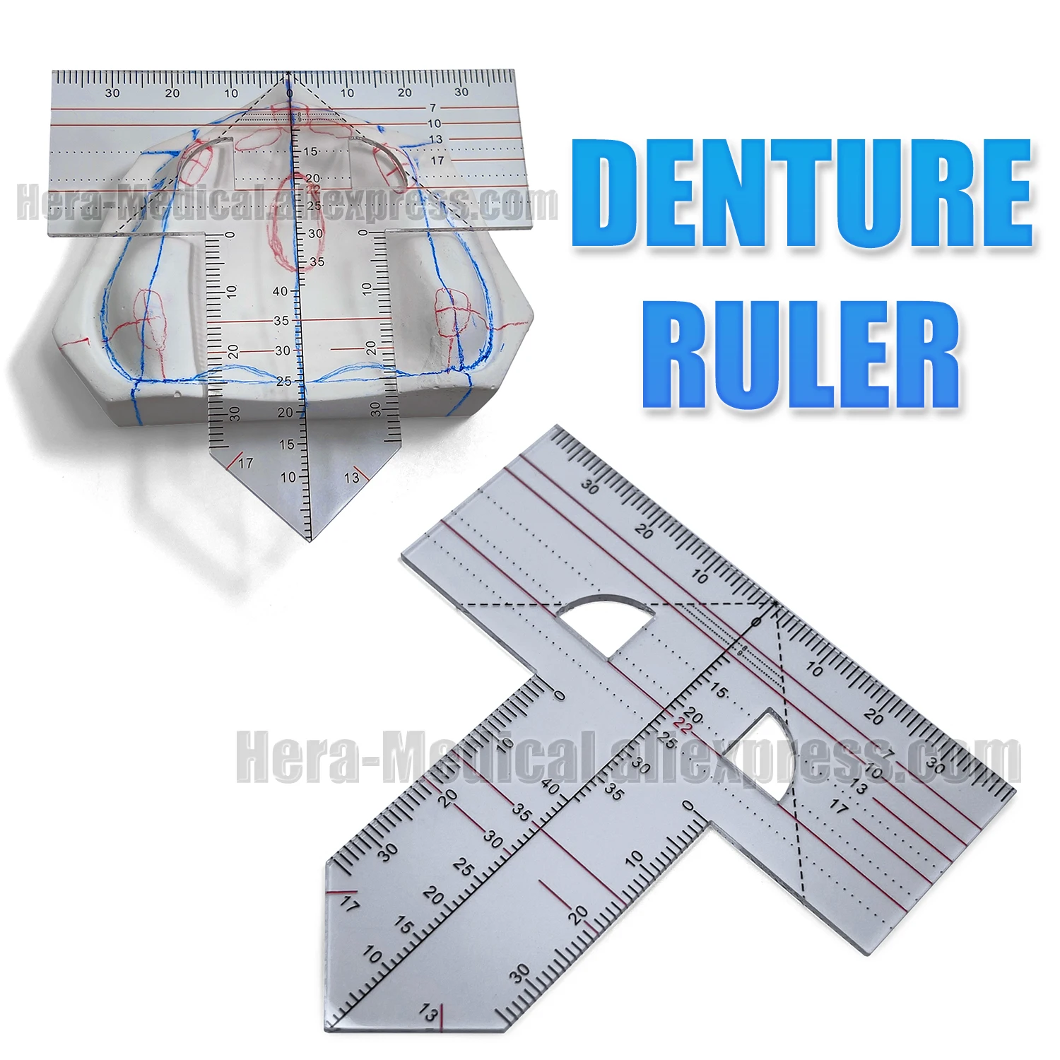 

New Dental Denture Ruler T-scale Drawing And Alignment Examination Orthodontic Symmetry Measurements Multifunctional