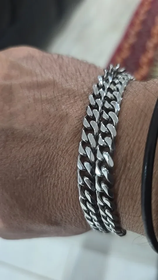 Corrente cubana Vnox unisex, aço inoxidável photo review