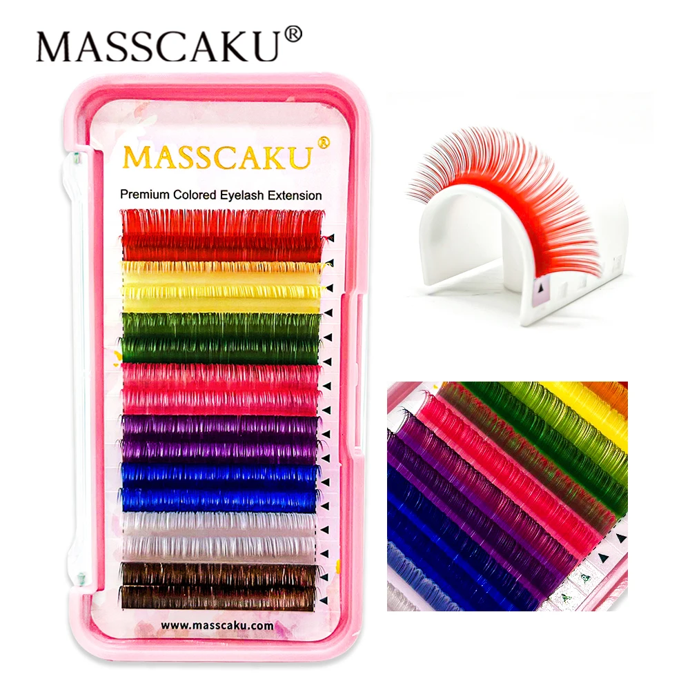 

MASSCAKU Colorful Russian Volume Classic Eyelashes 0.07mm Macaron Color Lashes Faux Mink Natural Soft Eyelash Extensions