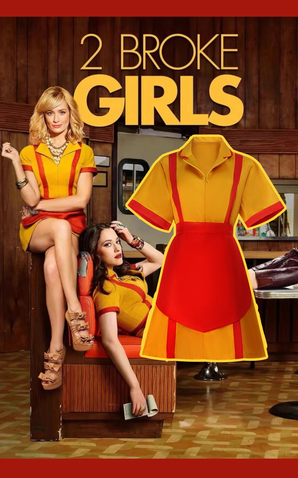 2 Broke Girls Max Black Waitress Uniform Cosplay Costume