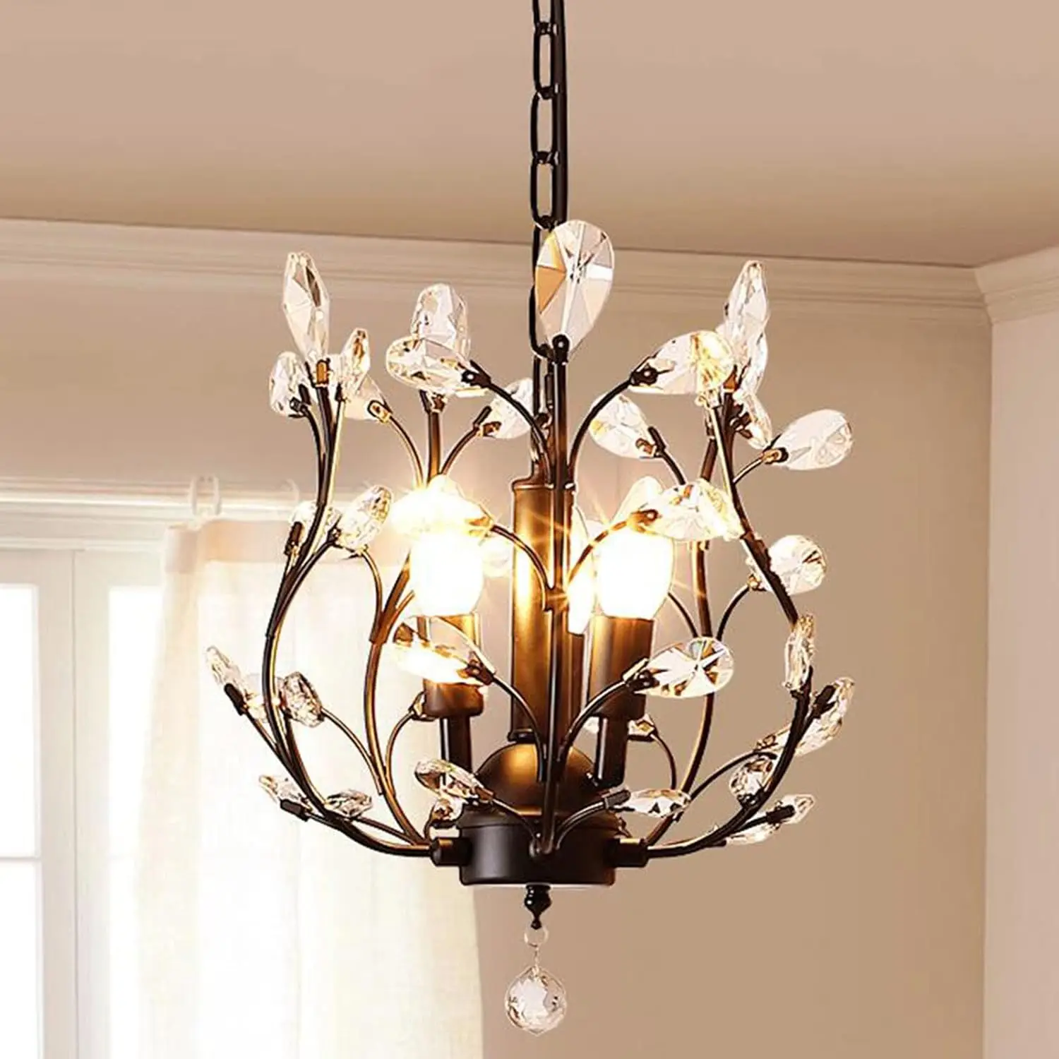 Vintage K9 Clear Crystal Chandeliers Ceiling Lighting Pendant Lighting Fixture for Living Room Dinning Room Restaurant Porch