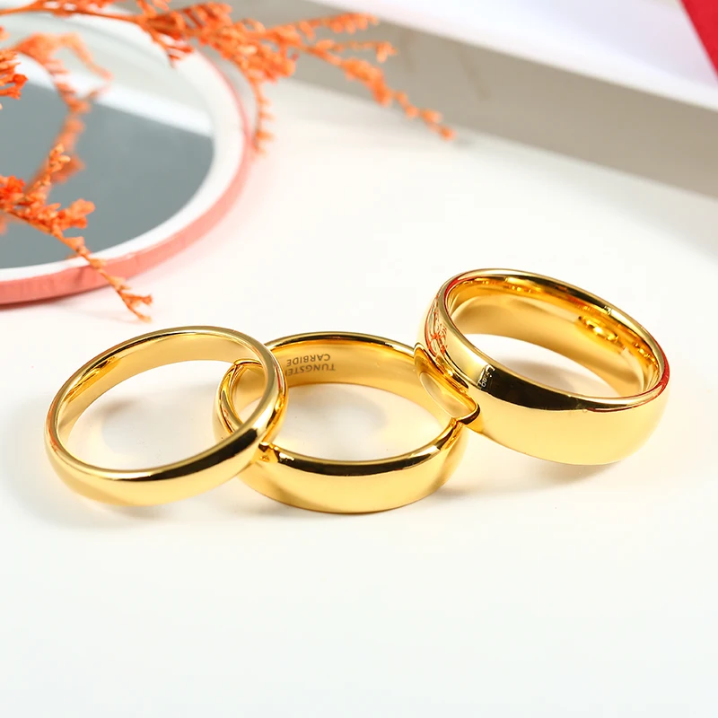 Classic Tungsten Carbide Rings Glod Color 4/6/8mm For Women Men Couple Wedding Bands Zirconia Engagement Christmas Gift  Jewelry 2