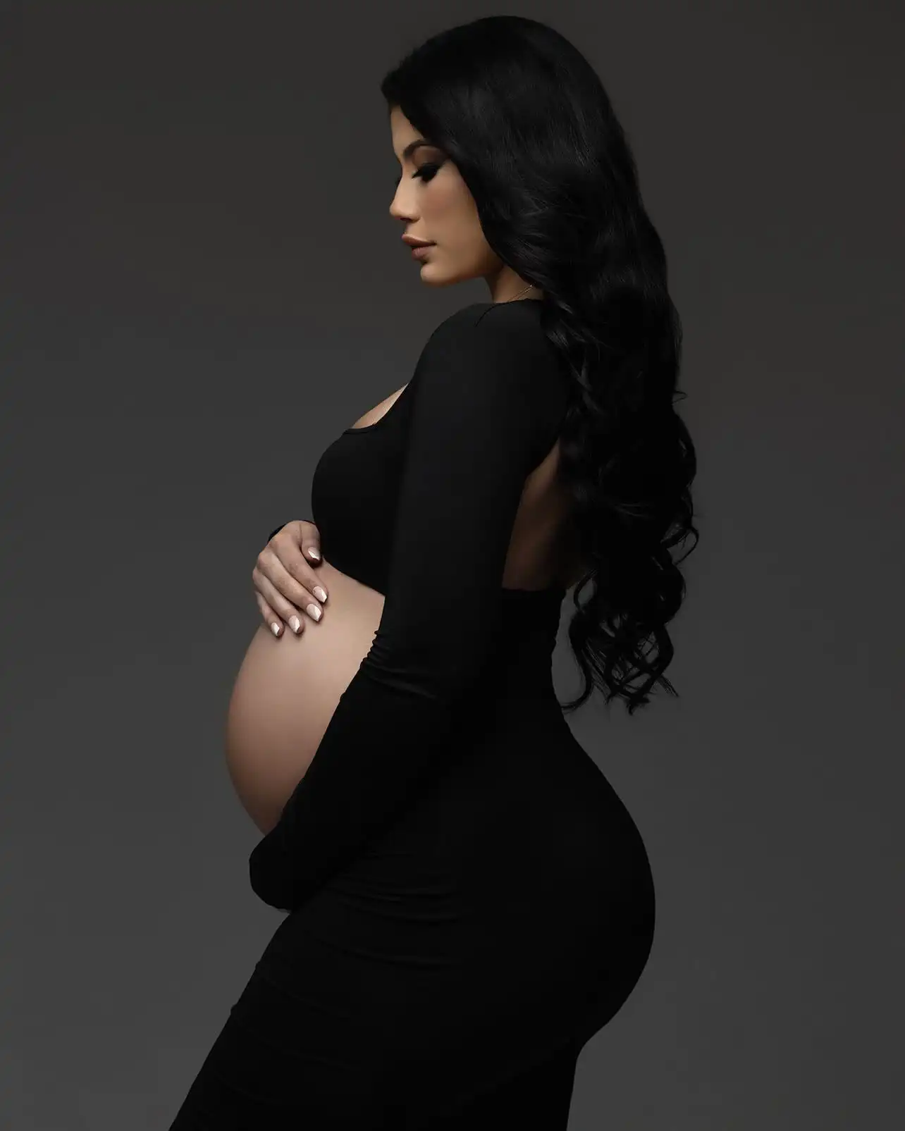 Maternity Dresses For Photo Shoot Black Long Sleeve Backless Pregnancy Maxi Dress Wedding Party Photography Pregnant Clothes