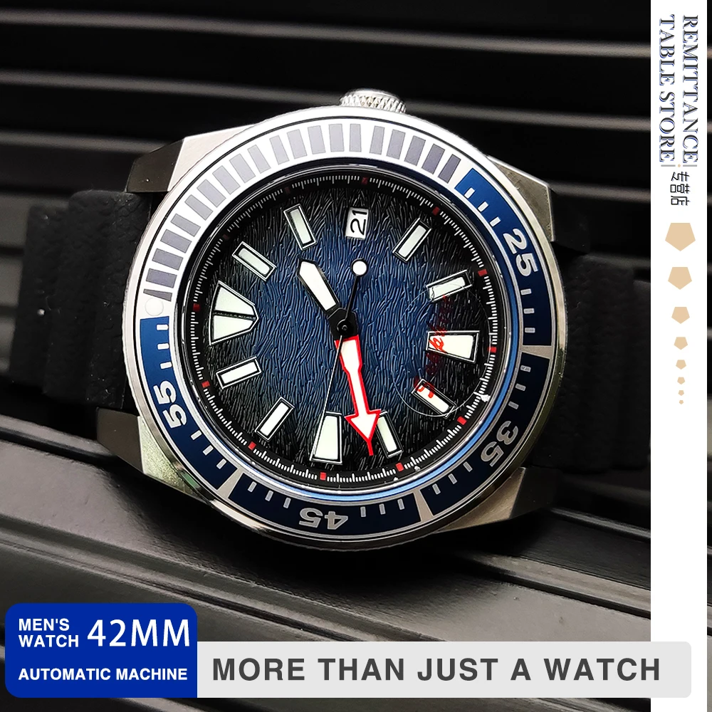

Luxury Blue Textured Men's Watch 42mm Samurai NH35A Caliber Dial Sapphire Mirror Fashion Water Resistant Automatic Mechanical Wa