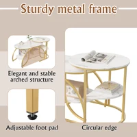Lot de 2 Tables Basses Gigognes, Table de Salon Aspect Marbre, avec Espace de Rangement, Cadre en Métal, pour Canapé, Salon, Chambre, Doré + Blanc / Noir + Blanc / Argent + Blanc 8