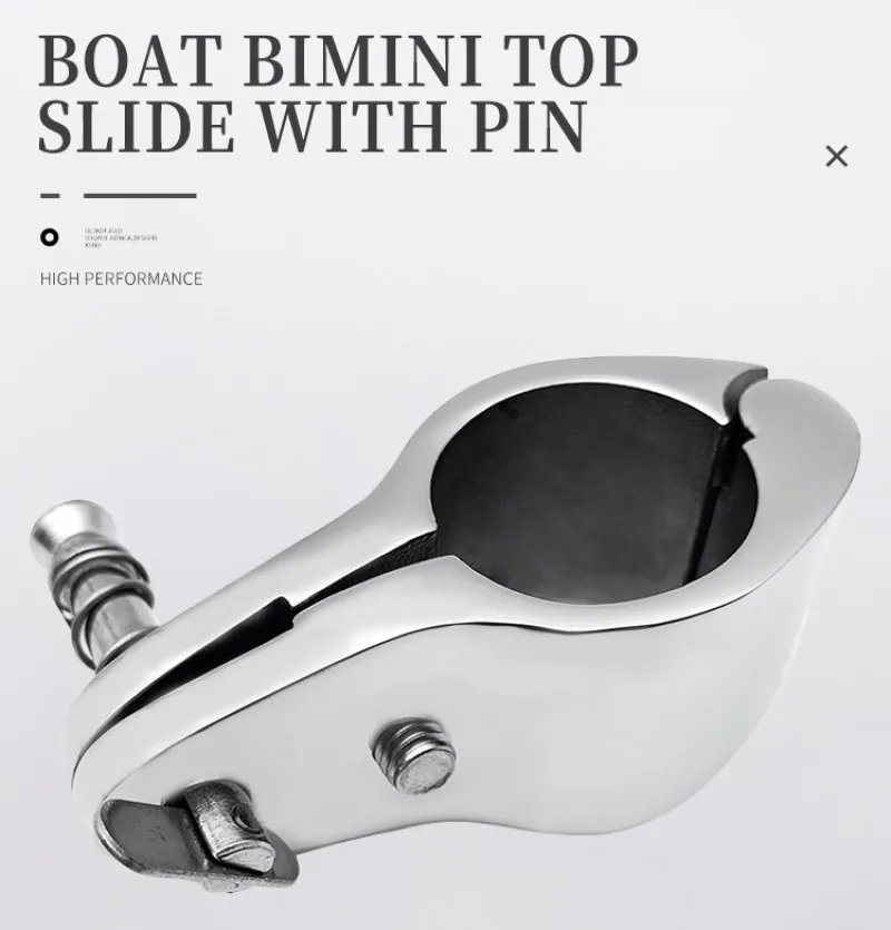 Stainless Steel 316 Boat Bimini Top Hinged Jaw Slide Clamp Fitting WIth Pin 22MM 25MM 30MM 32MM Marine Hardware Yacht Tube Rail