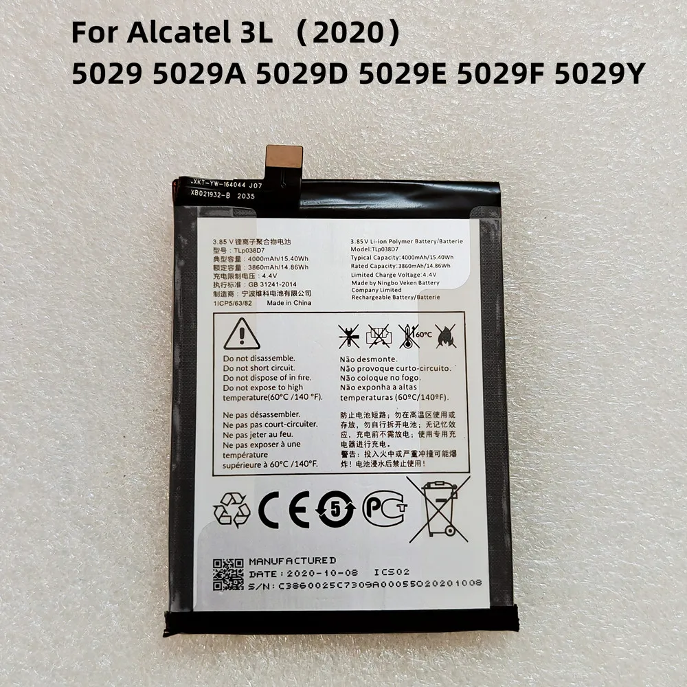 Оригинальный аккумулятор для Alcatel 3L 2020 5029 5029A 5029D 5029E 5029F  5029Y мобильный телефон аккумулятор 4,4 в 4000 мАч TLp038D7 | AliExpress