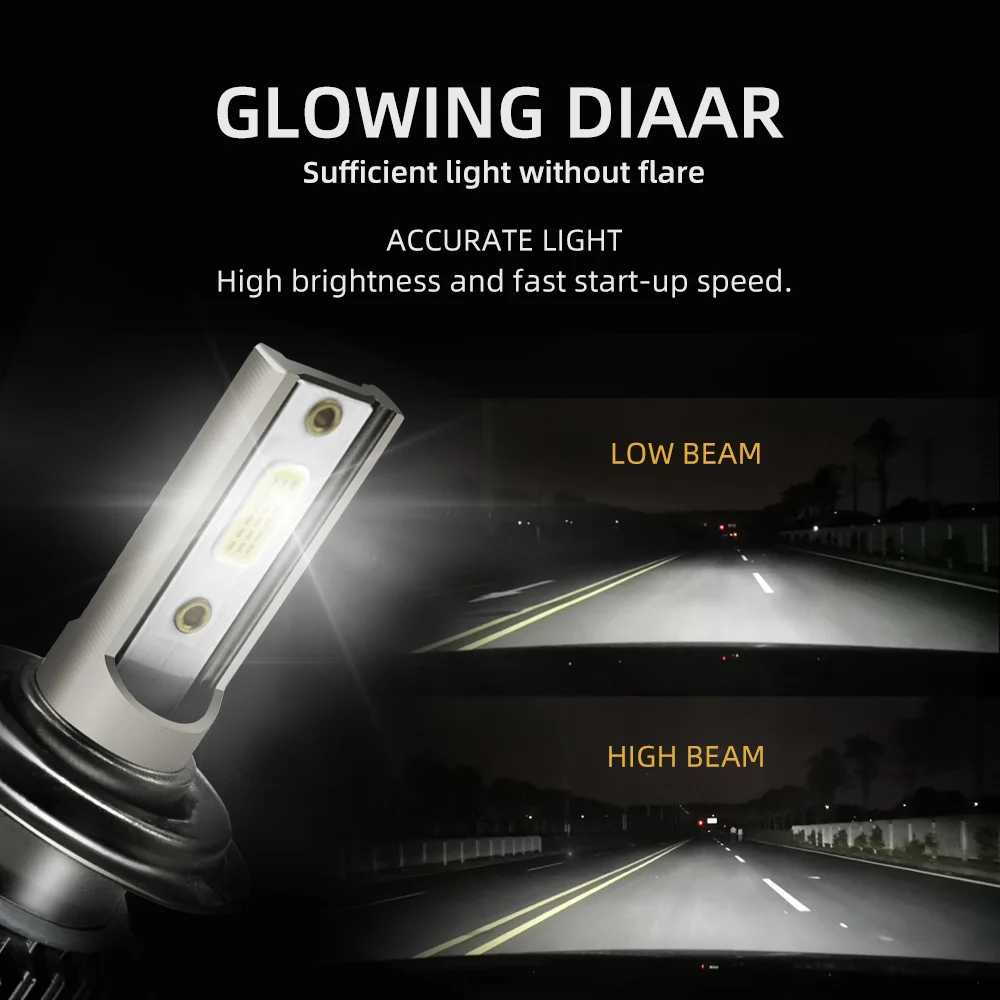 2x HIR2 LED 헤드라이트 캔버스 오류 없음 9012 자동차 전구 고출력 6000K 백색광 다이오드 램프 12v 55w 토요타 아우리스 20122018용