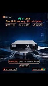 BUY 10 GET 6 FREE High Performance Bitdeer SealMiner A4 Ultra Hydro 886Th/s Miner
