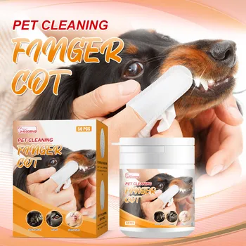Yegbong 50pcs Pet Cleaning Teeth Wipes Cat Dog Tartar Removal Oral Care Fresh Breath Clean Earwax Tartar Removing Finger Wipes 1