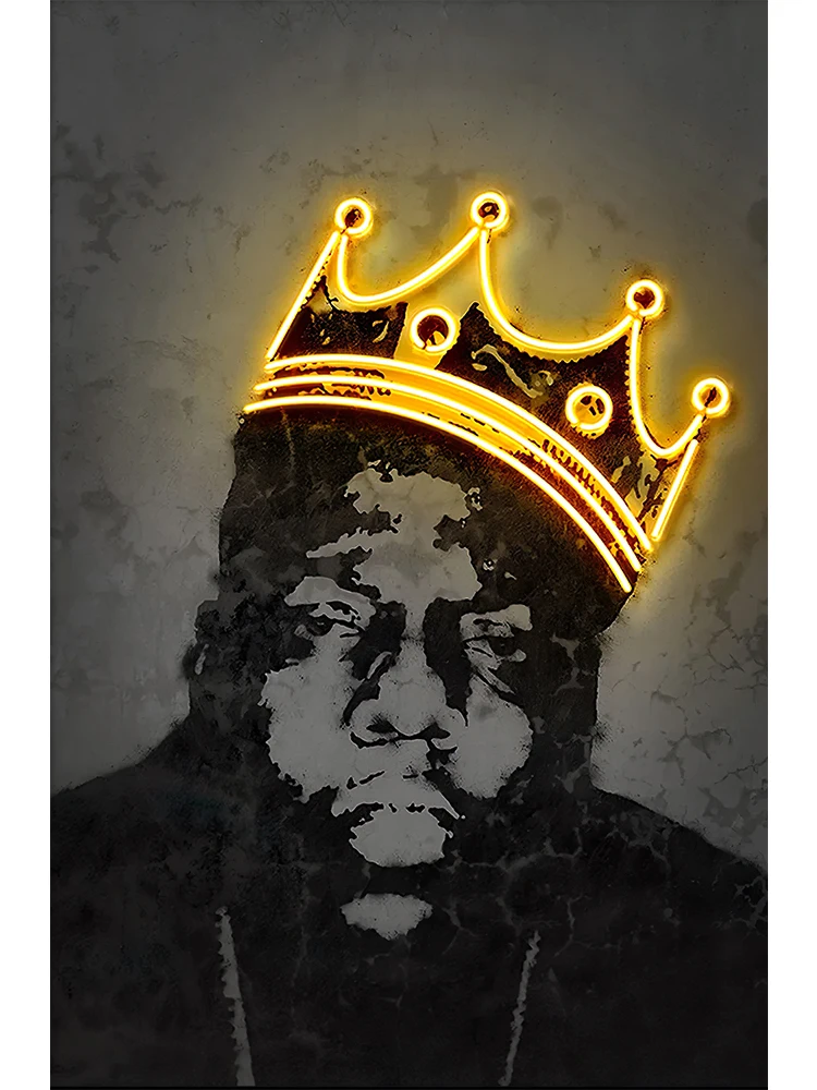 抽象ネオン効果ヒップポップラッパー歌手スターポスターキャンバス絵画