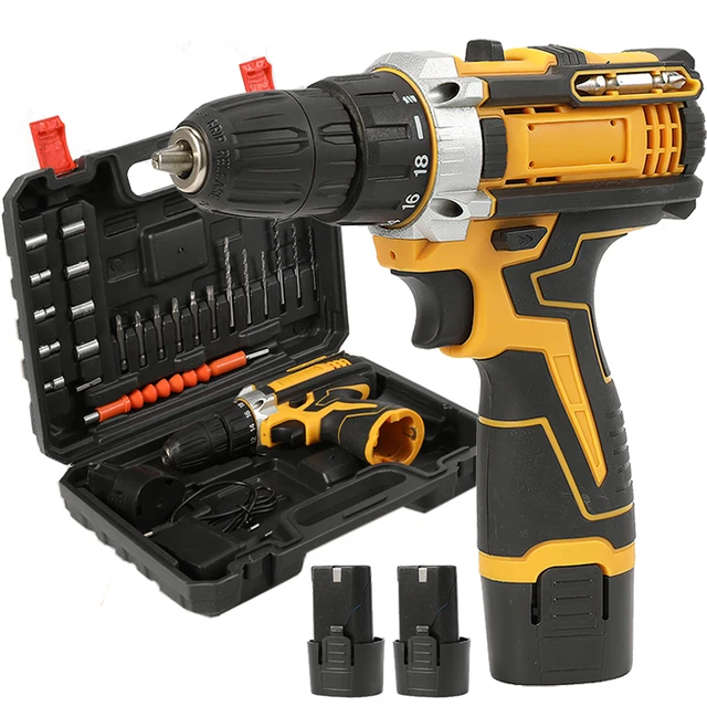 Lithium elektrische boormachine Elektrische schroevendraaier 55Nm Hand elektrische boormachine Elektrisch gereedschapsset Multifunctionele accessoiredoosverpakking