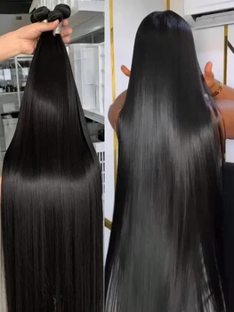 Capelli Remy Brasiliani Lisci Non Trattati, 3 Fasci di Capelli Umani, Tinte Naturali, Possono Essere Tinti