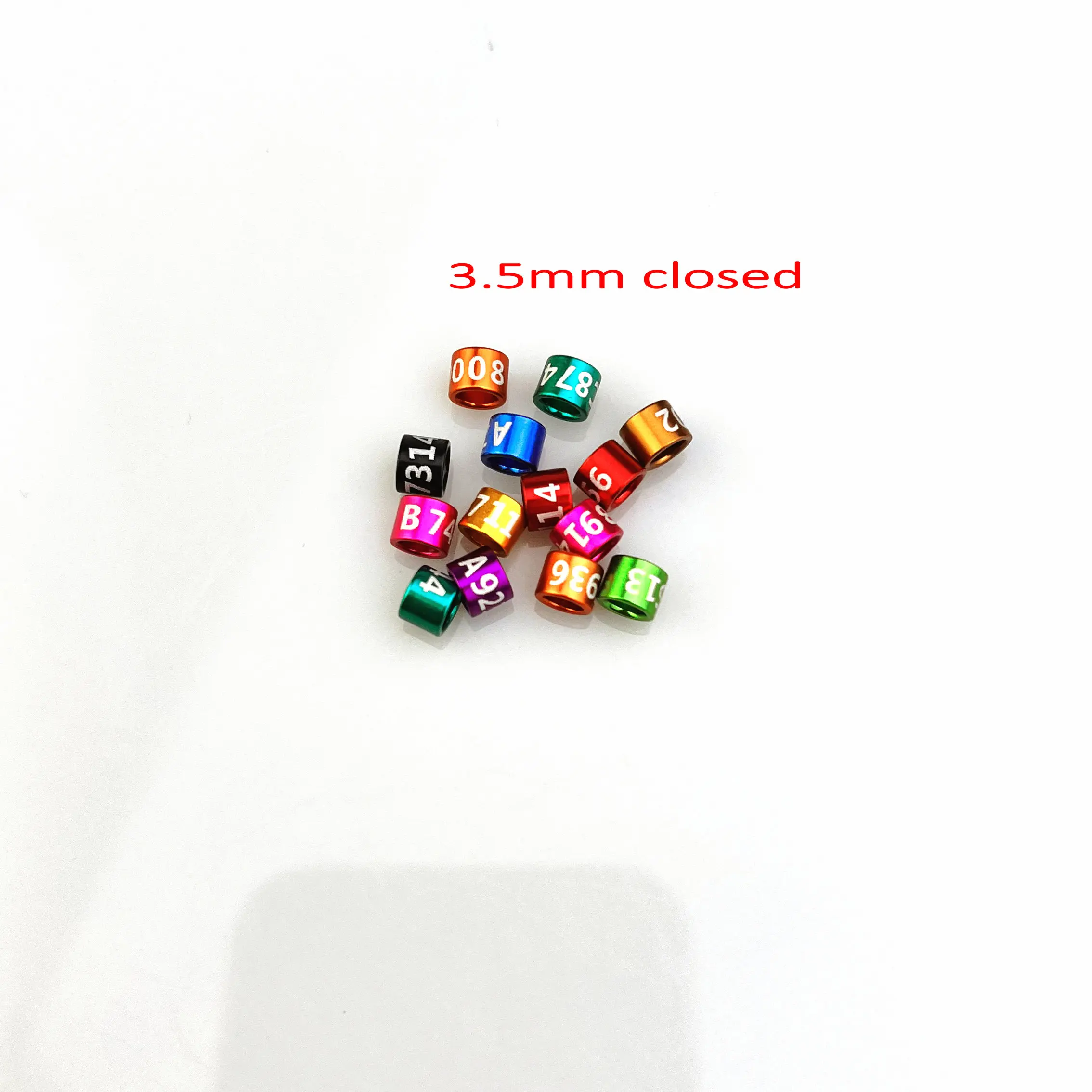 Aluminum Bird Leg Bands Closed Non-Custom Random-Character Color Mixture 3.5mm 25Pcs Lot