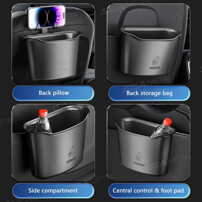 SEAMETAL Large-Capacity Car Trash Bin 1.6L Seat Back Garbage Can Waterproof Storage Bucket for Umbrella Universal Car Organizer car trash can