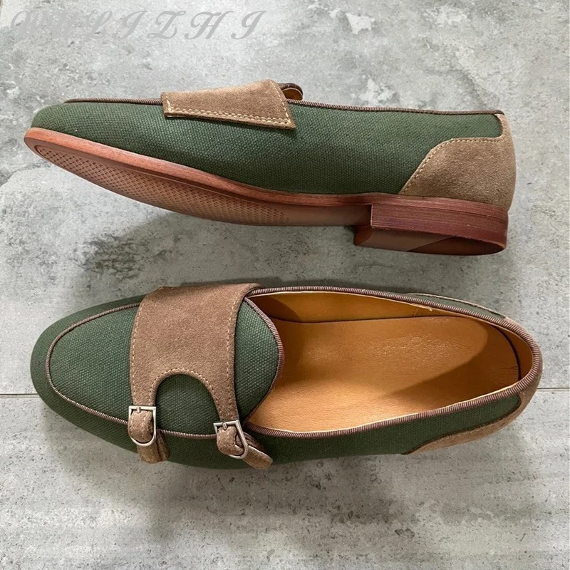 Mixed Colors Luxury Men's Loafers Casual Handmade Double Belt Buckle Design Classic Formal Shoes Comfortable Men Shoes