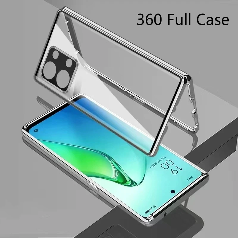 

Чехол для Xiaomi POCO X6 5G 360 полносторонний Магнитный поглощающий металлический закаленный стеклянный защитный чехол для телефона бампер Funda