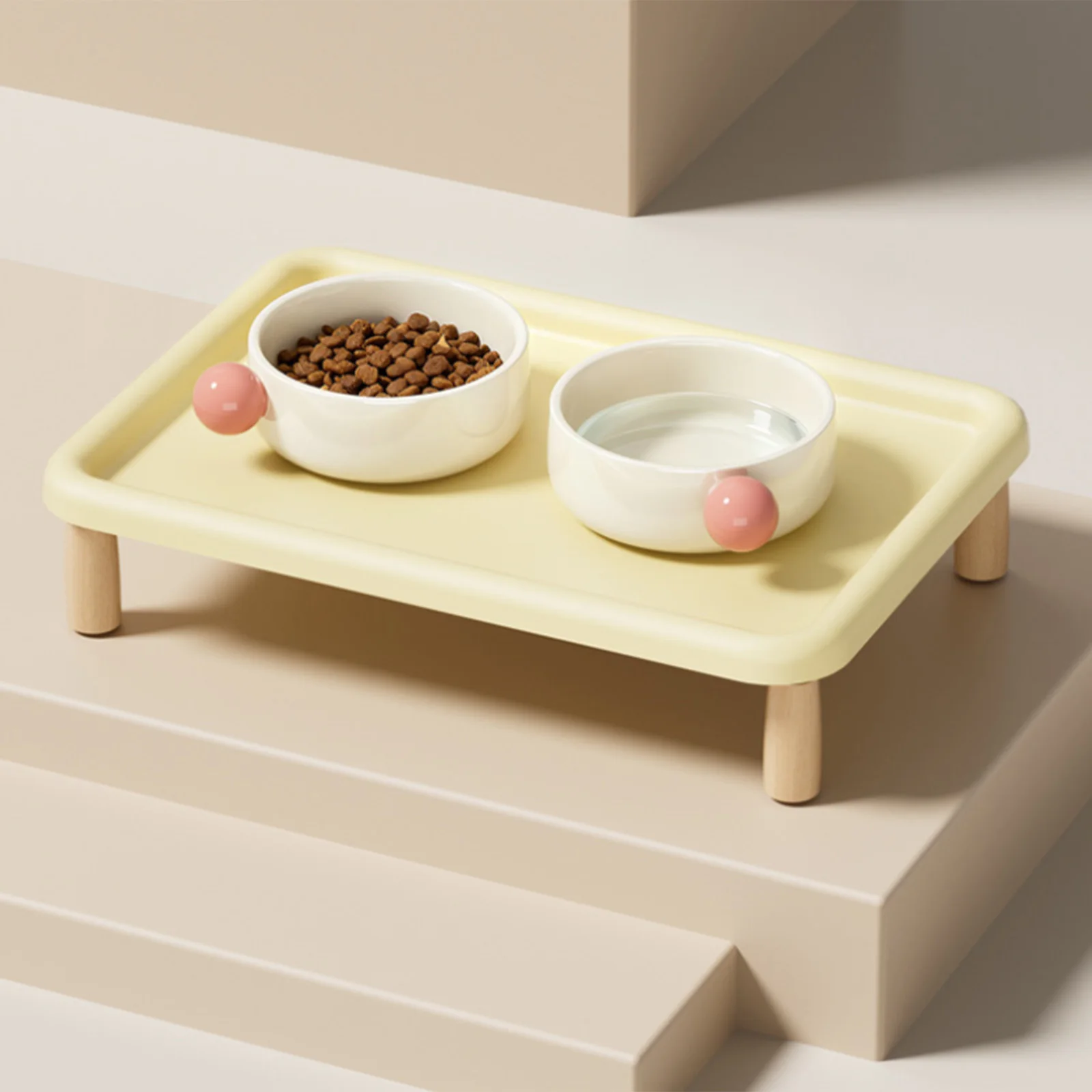Elevated Cat Food Bowl Platform Portable for Automatic Pet Feeders Raised Feeding Stand Wooden Support for Cats and Dogs