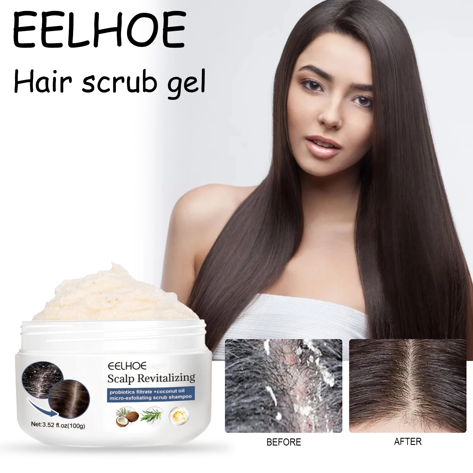 EELHOE Hair Scrub Gel Nourishing Hair Moisturizing Reduce Dandruff Promote Scalp Health Oil Control Relief Itching Hair Cleaner