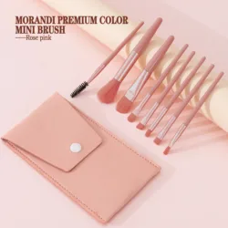 Portable Soft Hair Makeup Brush Set for Powder, Concealer, Eyeshadow, Blush, and Foundation (Pink plus bag)