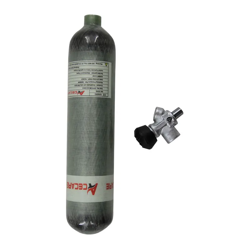 ACECARE-cilindro de fibra de carbono HPA para buceo, rebote de tanque, válvula de 4500PSI, 300bar, M18 x 1,5, 2L/3L/6,8 L, seguridad contra incendios