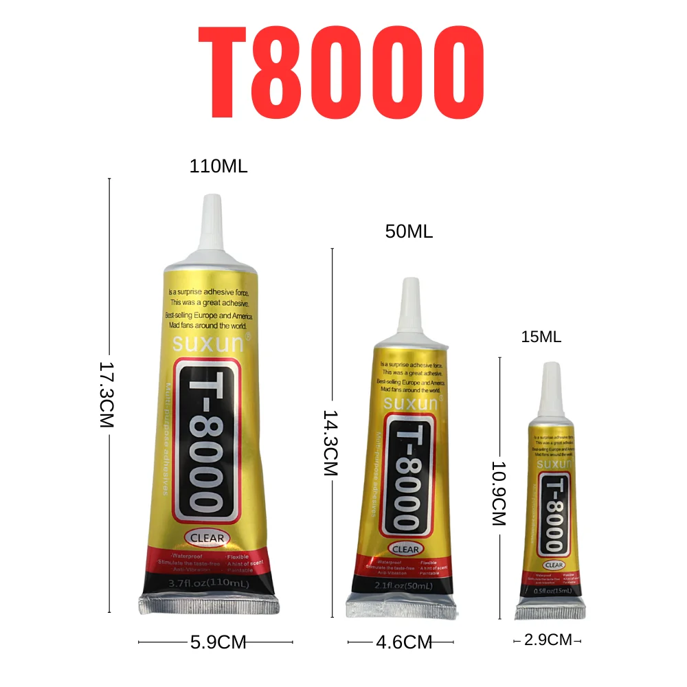 15ML50ML110MLSUXUNT8000GlueClearContactPhoneRepairAdhesiveGlassPlasticUniversalDIY