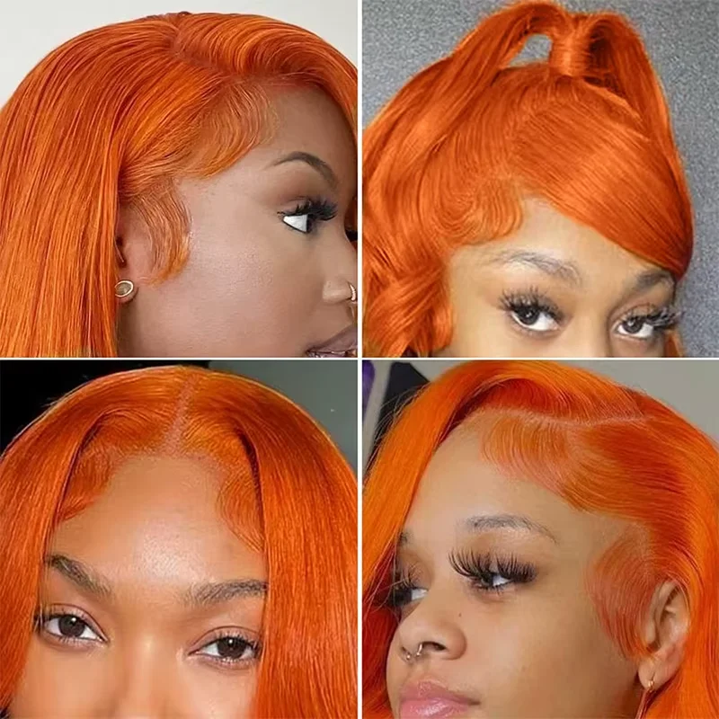 200 Density 350 Orange Ginger Body wave 13x6 Lace Frontal Wig Orange Color 13x4 Lace Frontal Human Hair Wigs For Woman 28inch