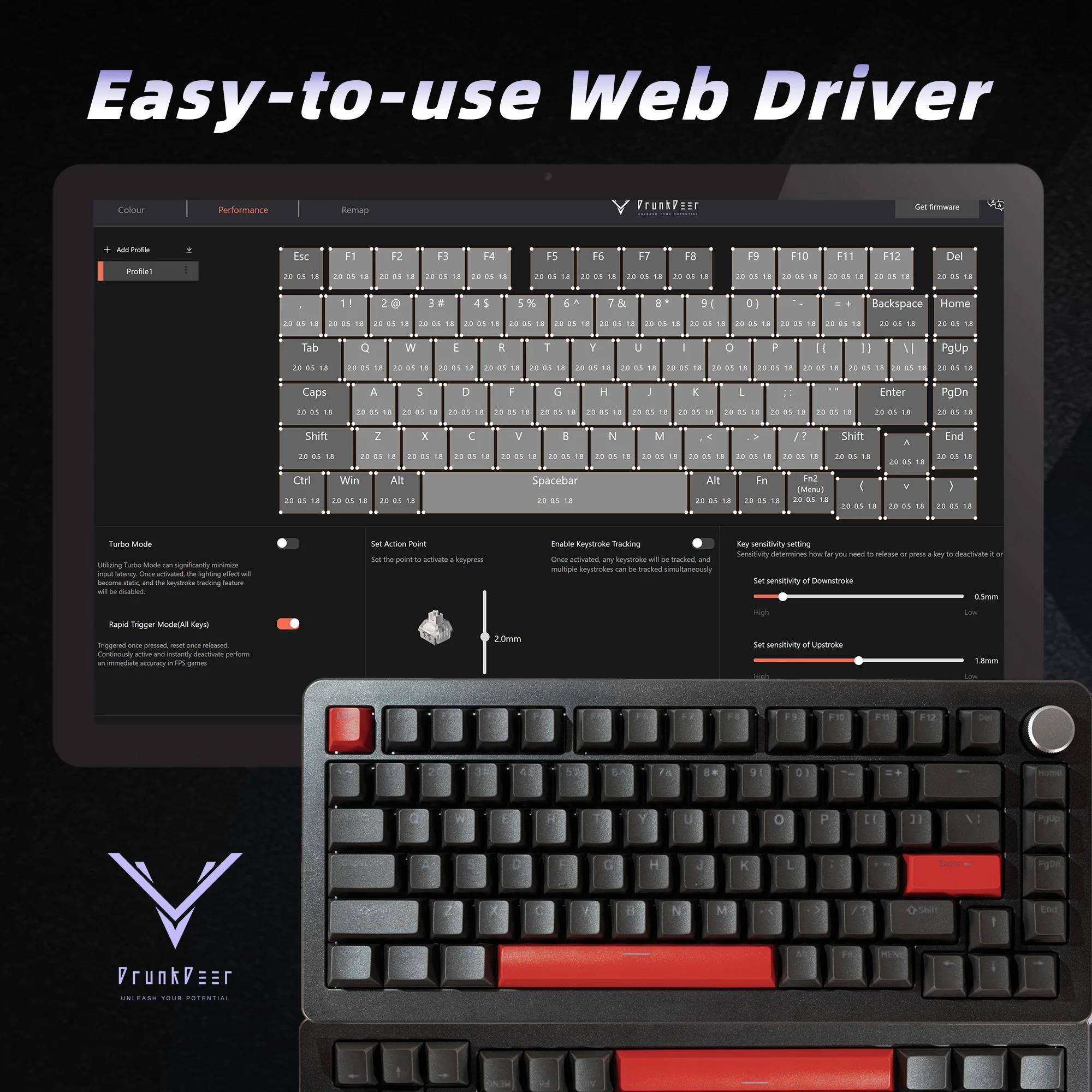 DrunkDeer A75 Pro Rapid Trigger Mechanical Keyboard,TKL Gaming 