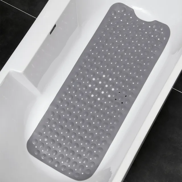 Polymères de baignoire coordonnants extra-longs avec massage Bergamo, lea de bain lavable en machine, trous de vidange, poignée à ventouse, 1PC, 40x16 po 6