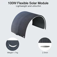 Panneau solaire flexible monocristallin 100W 12V 18V ETFE étanche et pliable pour camping-car, bateau, camping, maison, batterie hors réseau 4
