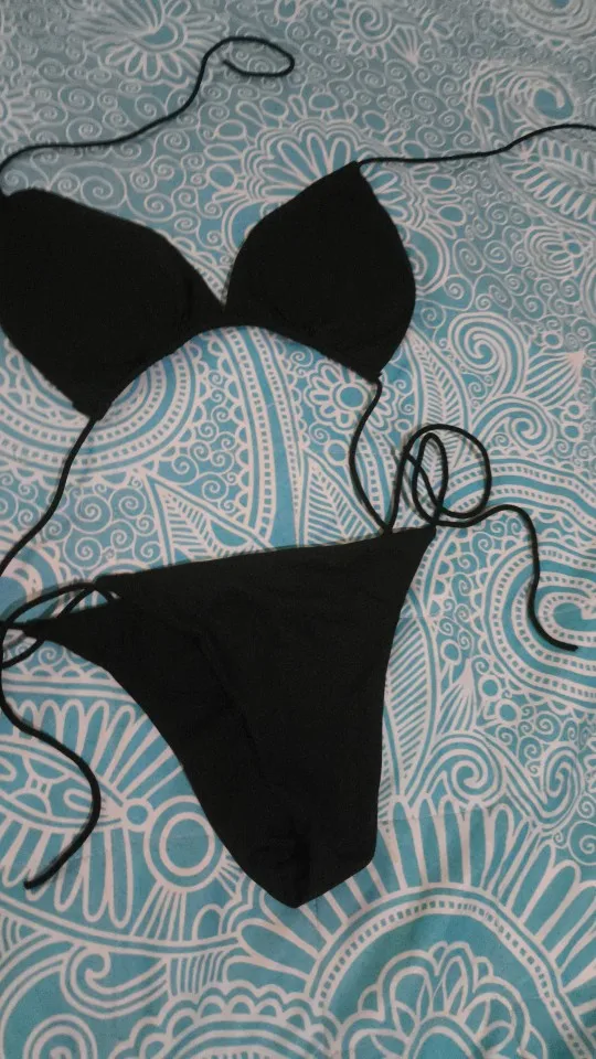 Sexy Women Bikini 2025 New Push-Up Bra Bikini Set Swimsuit For Women Solid Black Red Blue Beachwear Ladies Chest Pad Swimwear photo review