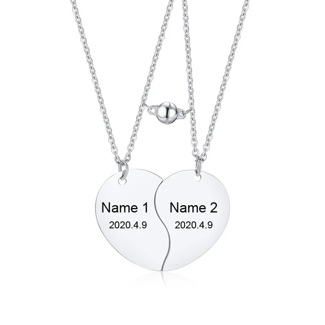 Double Magnetic Matching Couples Necklace Boyfriend's Heart