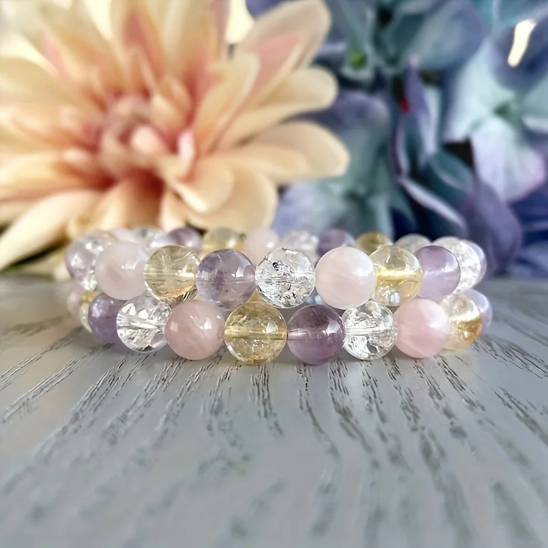Jewelry gift with rose quartz and clear quartz stones