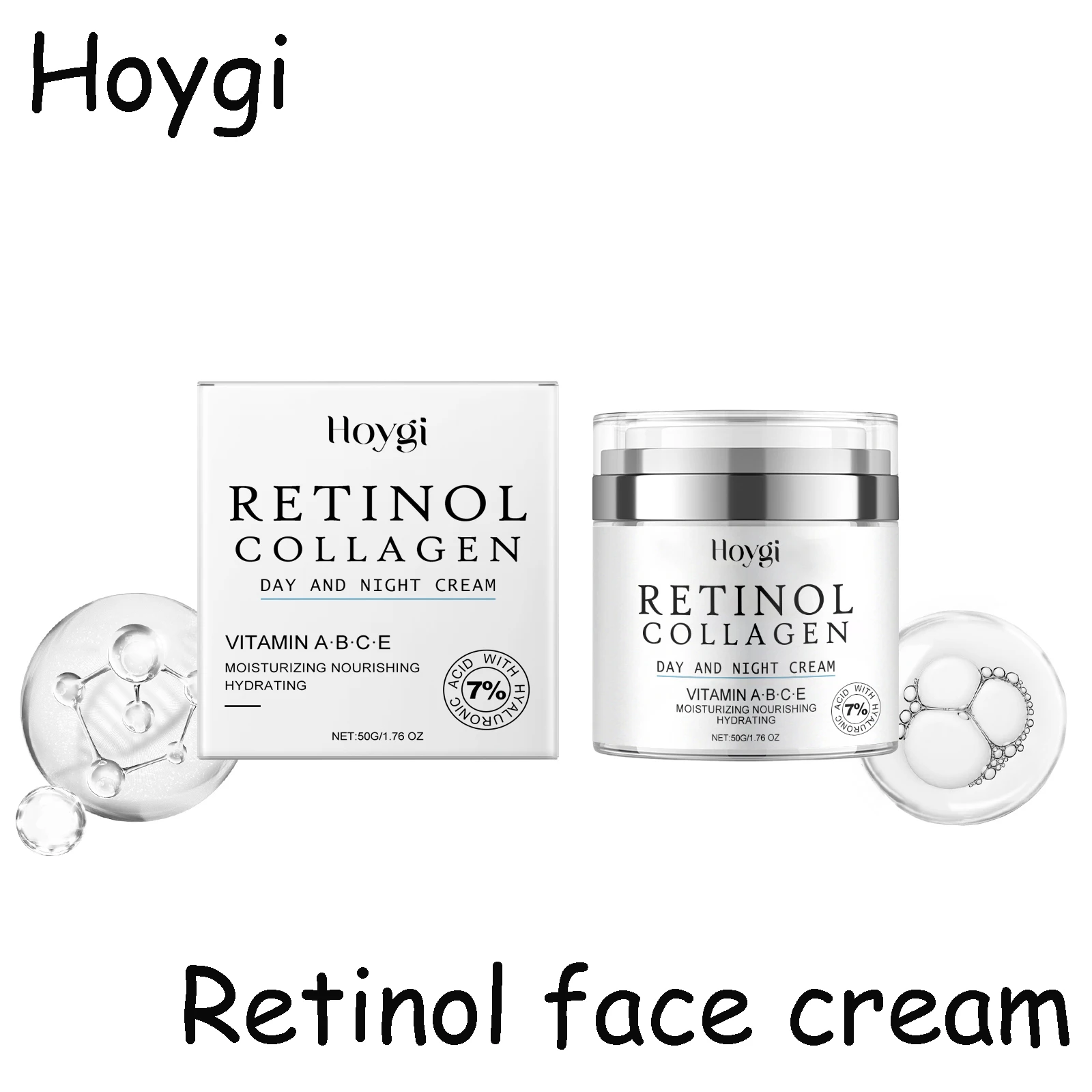 Hoygi Retinol Face Cream Moisturizing Enhance Smoothness Relief Dryness Glowing Improve Skin Elasticity Day and Night Face Cream