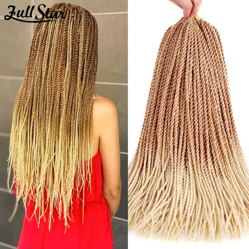 

Full Star 14 18 22 Inch Senegalese Twist Braiding Hair 30Roots/Pack Crotchet Braids 16 Colors Synthetic Crochet Hair 27/613