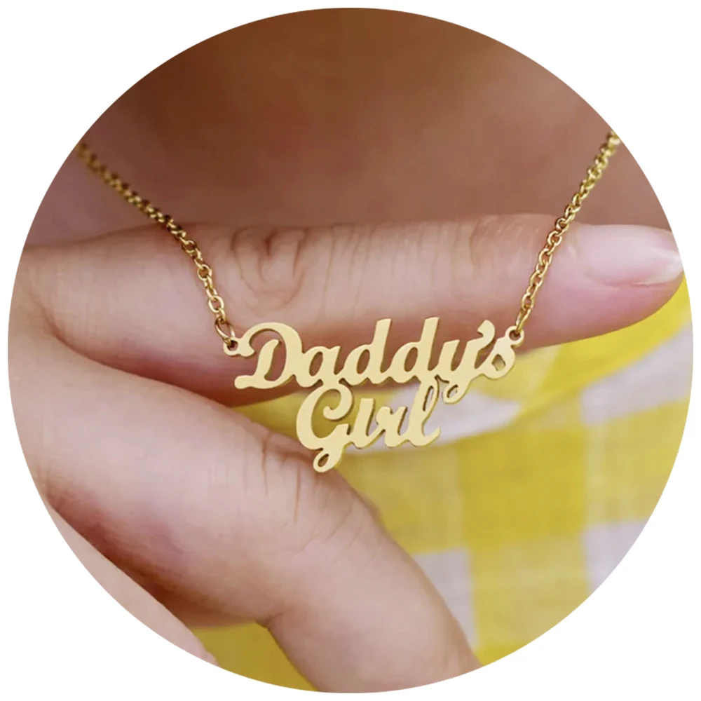 StainlessSteelDaddysGirlPendantNecklaceForBabygirlCollierFemmeKidsLoveDadDaddy