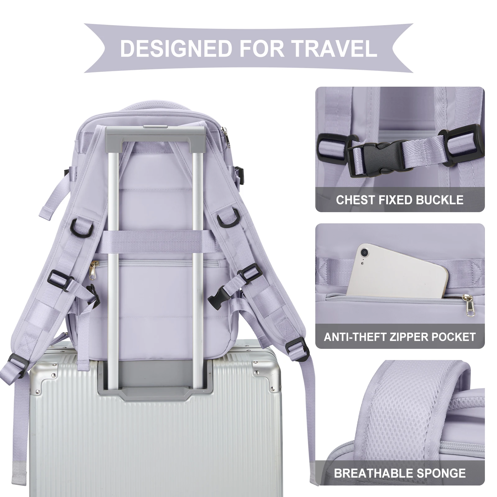 Women's Cabin Travel Backpack Laptop Bag Large Capacity Easyjet Carry-Ons 45x36x20 Backpack Ryanair 40x20x25 Water Resistant Bag 5