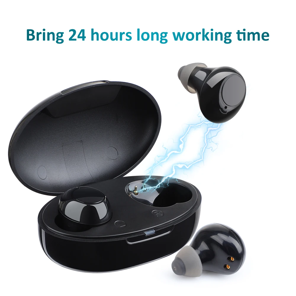Intelligent Hearing Aid Low-Noise Wide-Frequency Ear Care Sound Amplifier with Charger Box Elderly In-Ear Deaf Mini Hearing Aid
