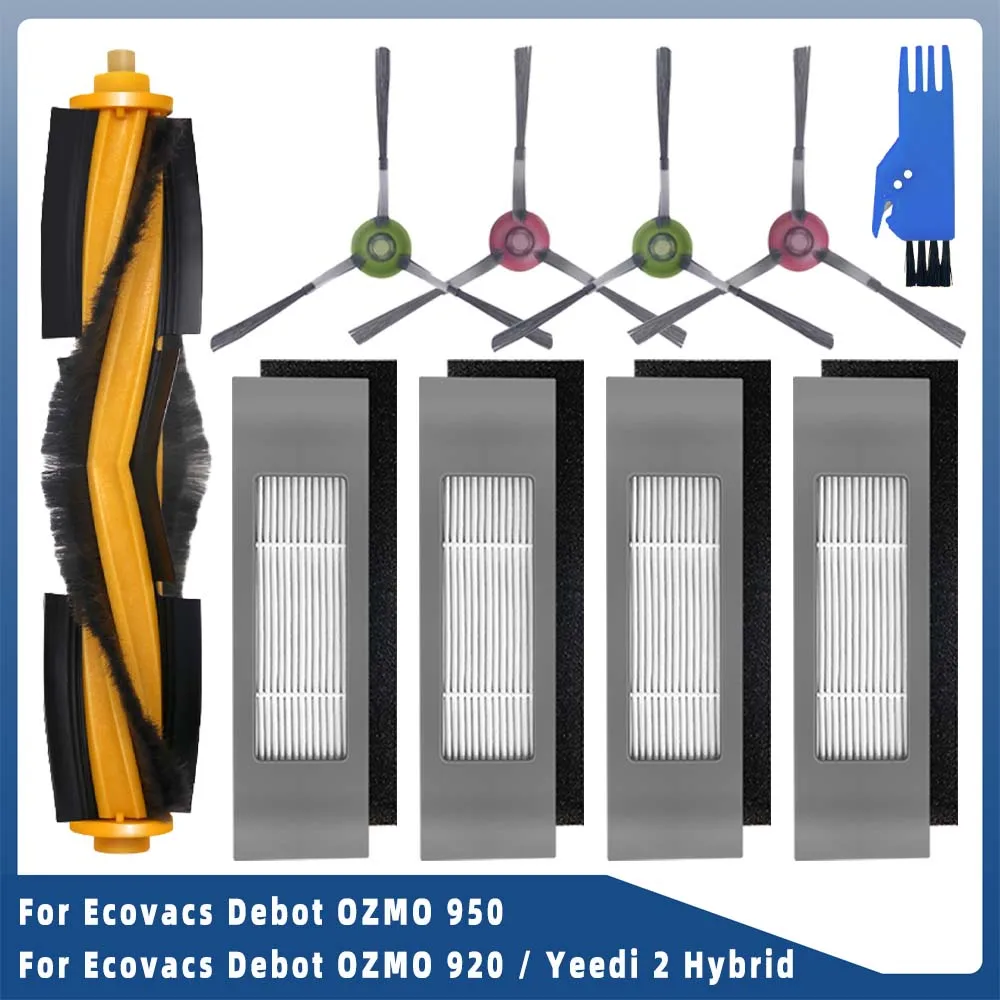 Ersatzteile-Set Für Ecovacs Deebot & Yeedi Saugroboter - 1 Hauptbürste + 4 Seitenbürsten + 4 Filter + 4 Wischtücher