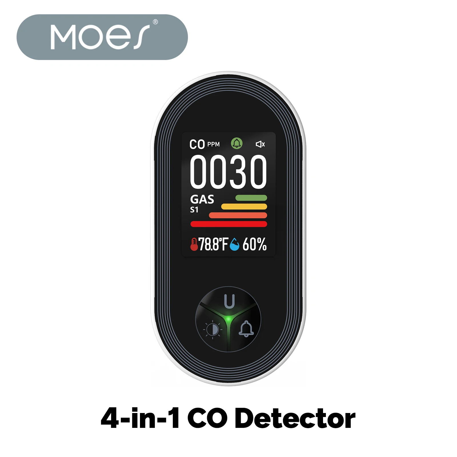MOES 4-in-1 일산화탄소 가연성 가스 감지기 내장 모니터 청각 경보 습도 온도가 포함된 플러그인 디스플레이