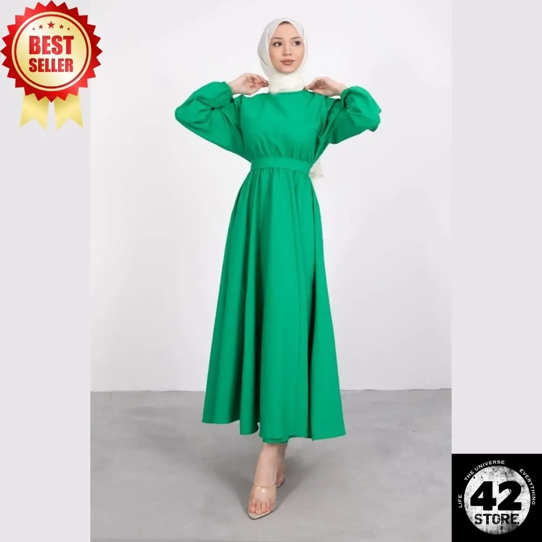 Seasonal Green Hijab Dress