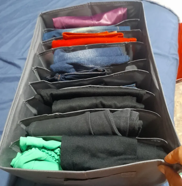 Organizador De Calça Jeans/Organizador De Guarda Roupa Arrumados/Caixa De Armazenamento De Roupas Arrumados - Neverdie Store photo review