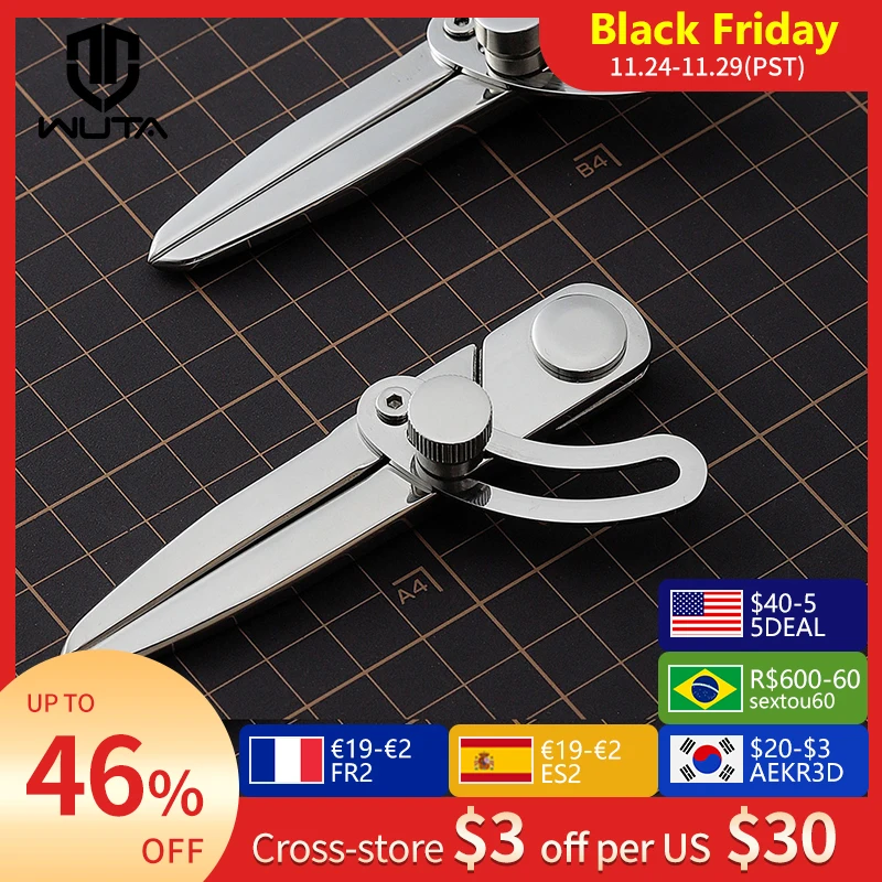 WUTA 304 Stainless Steel Leather Compass Adjustable Spacing Wing Divider Completely Polished Craft Regulation Tools DIY Scriber