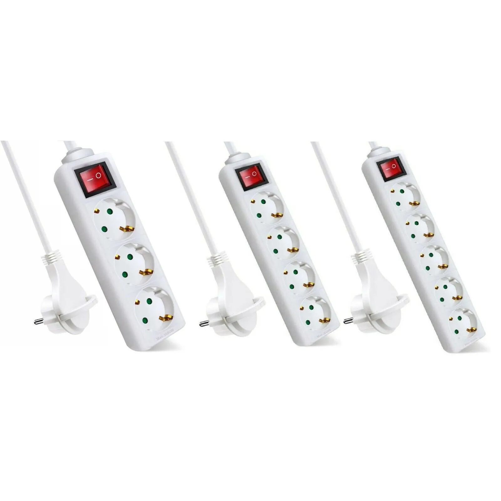 Regleta con3/4/5 enchufes (enchufe múltiple con interruptor Save Energy,  cable de 1,5 m, IP20, protección para niños, Enchufe Clavija bipolar  extraplana, certificado CE/GS, 16 A, 3680 W), Blanco Enchufe en ángulo  plano - AliExpress