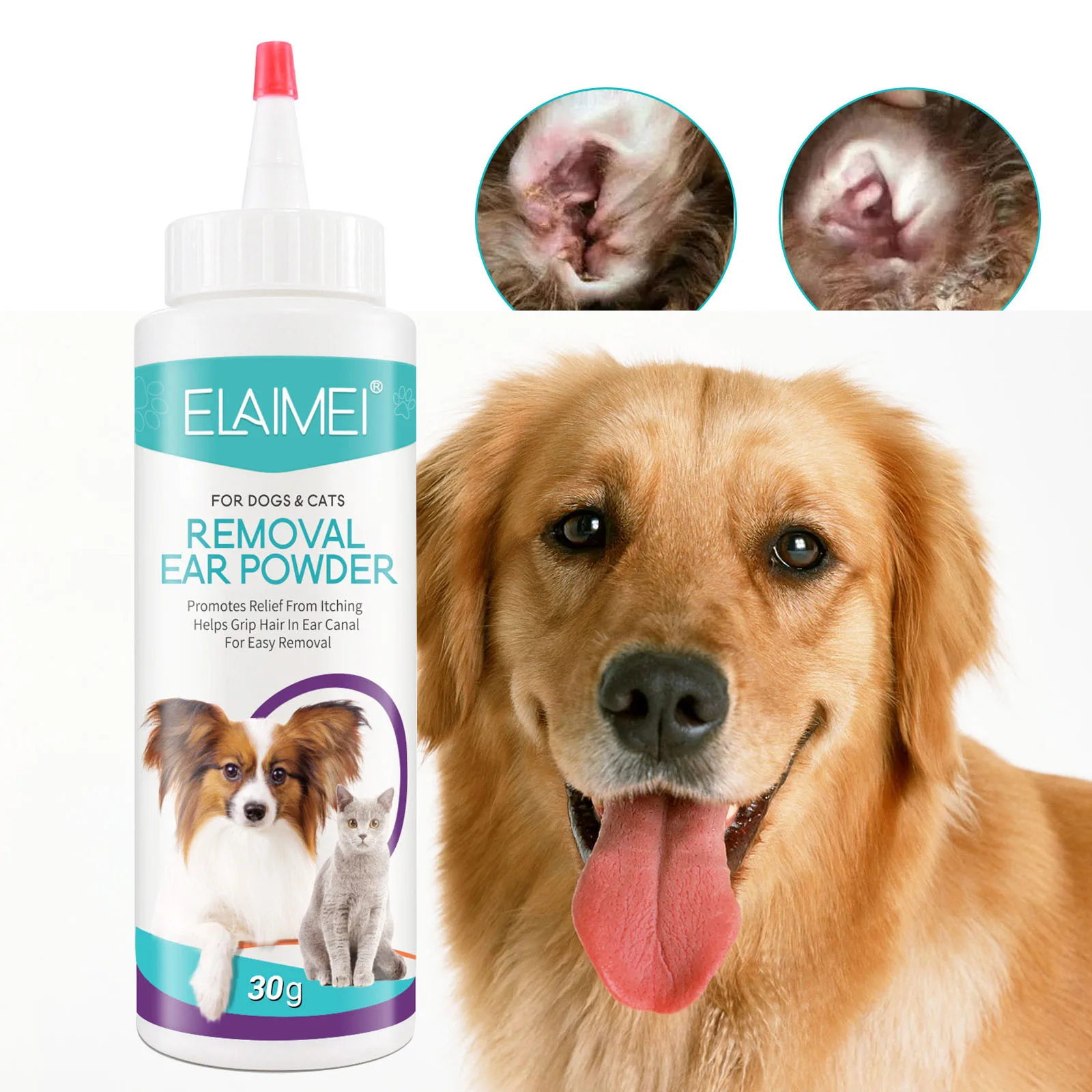 Removal Ear Powder for Dogs and Cats Promotes Relief from Itching Helps Grip Hair in Ear Canal for Easy Removal Health Pets
